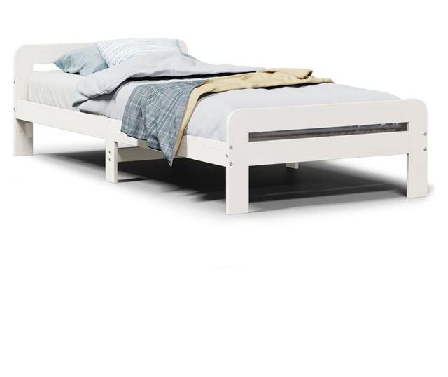 fehér tömör fenyőfa ágy matrac nélkül 90 x 200 cm