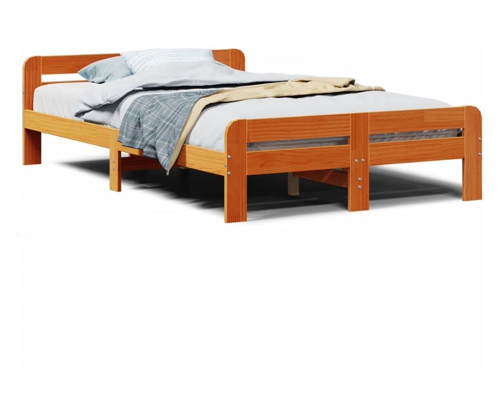 viaszbarna tömör fenyőfa ágy matrac nélkül 120 x 200 cm - 2