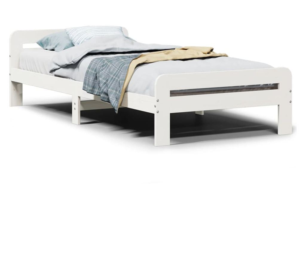 fehér tömör fenyőfa ágykeret matrac nélkül 90 x 190 cm - 2