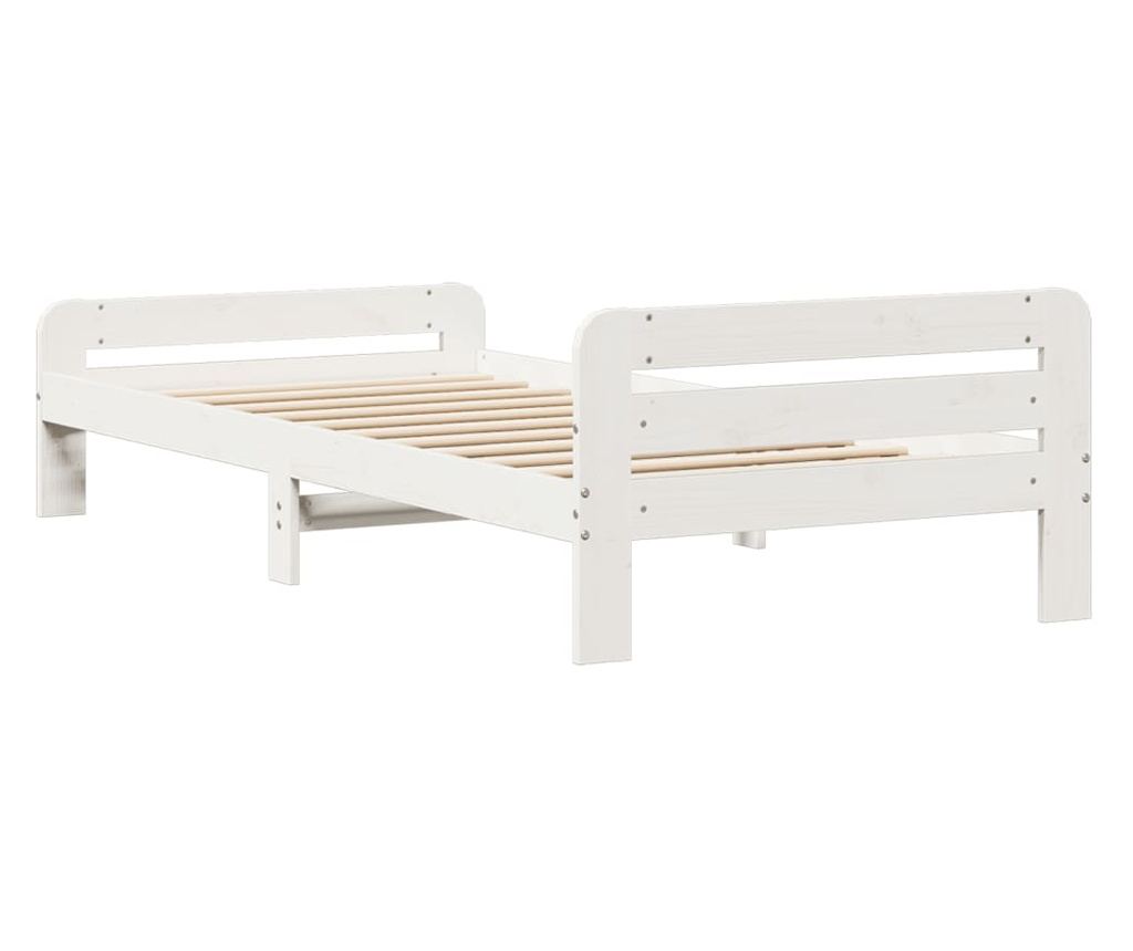 fehér tömör fenyőfa ágykeret matrac nélkül 90 x 190 cm - 6