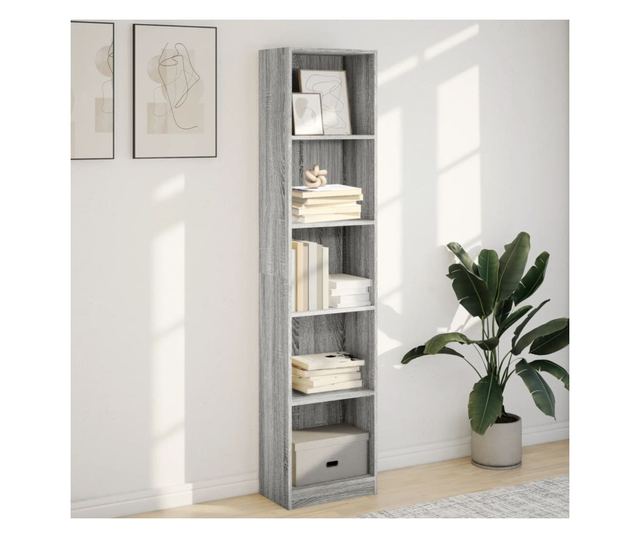 szürke sonoma színű szerelt fa könyvespolc 40 x 24 x 176 cm