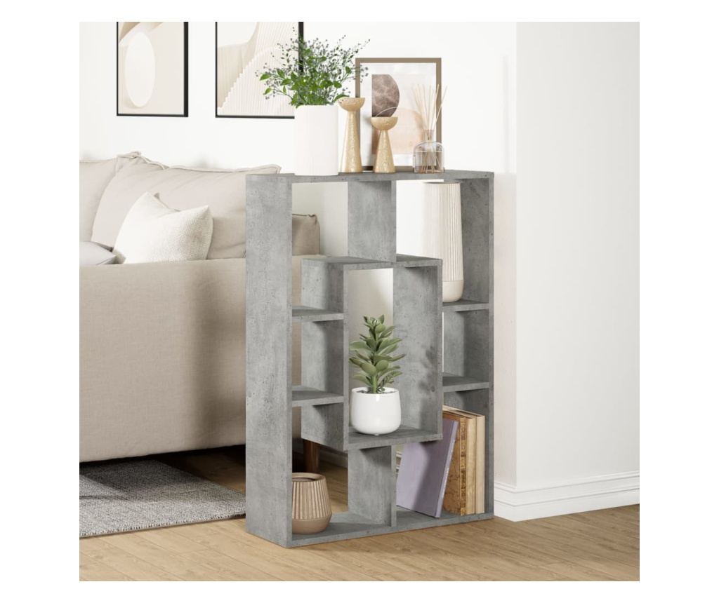 betonszürke szerelt fa könyvespolc 63 x 20 x 90 cm - 4