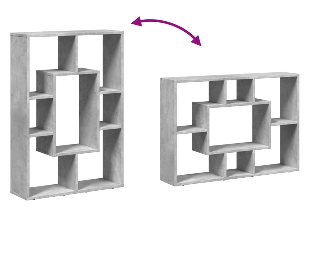 betonszürke szerelt fa könyvespolc 63 x 20 x 90 cm - 8