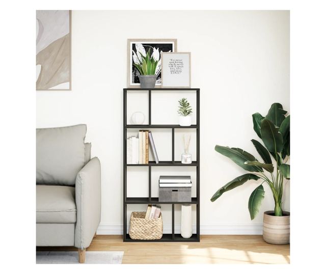 fekete szerelt fa könyvszekrény 60 x 20 x 120 cm