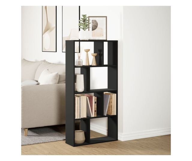 fekete szerelt fa könyvszekrény 60 x 20 x 120 cm