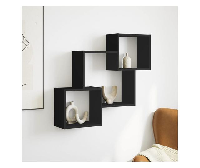 fekete szerelt fa faliszekrény 78 x 18 x 71 cm