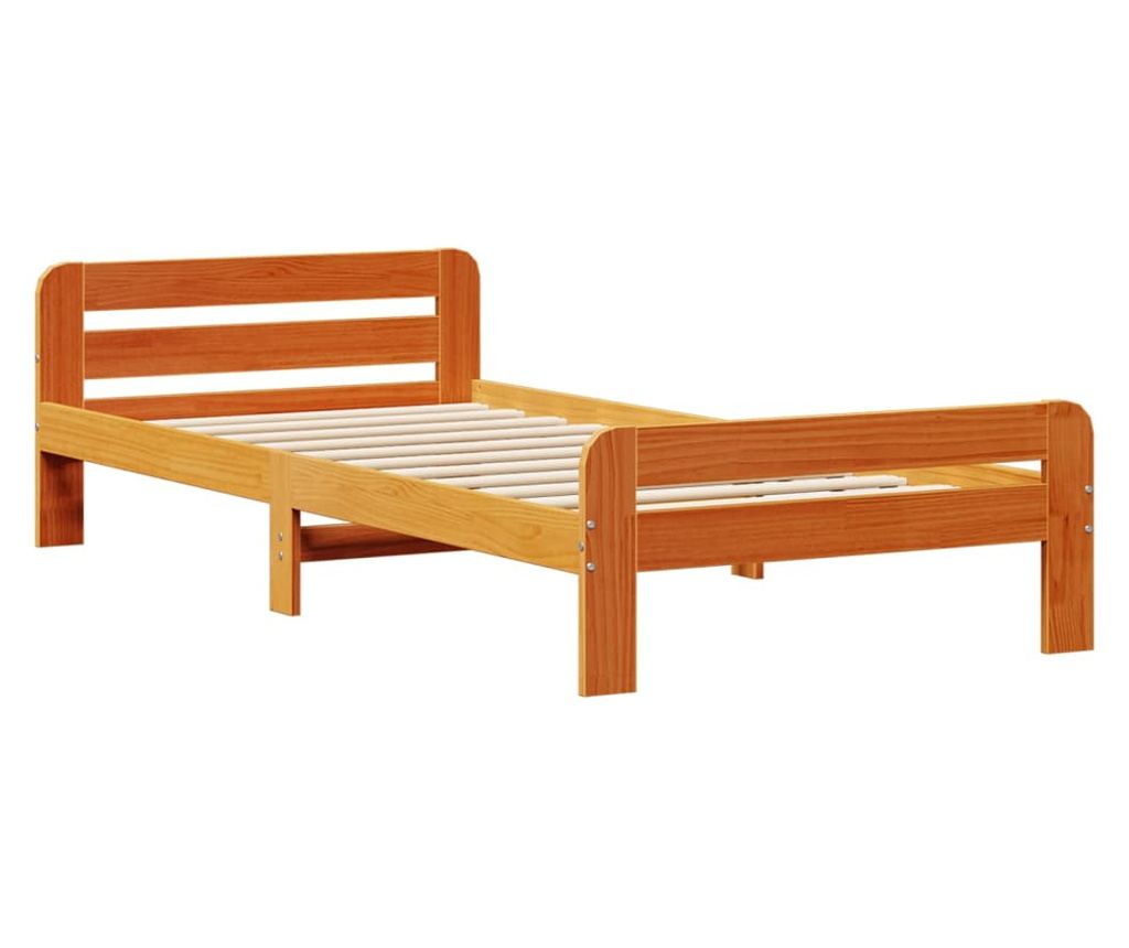 viaszbarna tömör fenyőfa ágy matrac nélkül 100 x 200 cm - 3