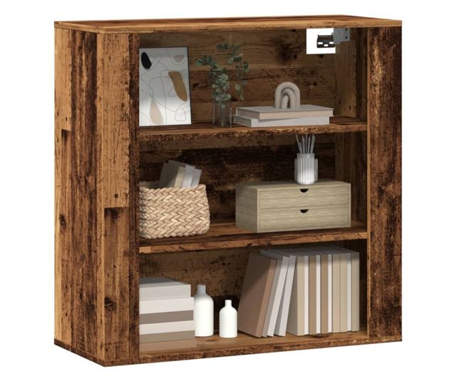 antik fa színű szerelt fa faliszekrény 80x33x80 cm