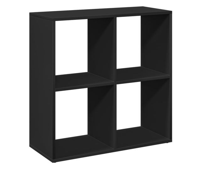 fekete szerelt fa térelválasztó könyvespolc 69,5x29x69,5 cm