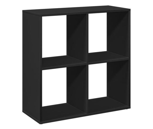 fekete szerelt fa térelválasztó könyvespolc 69,5x29x69,5 cm