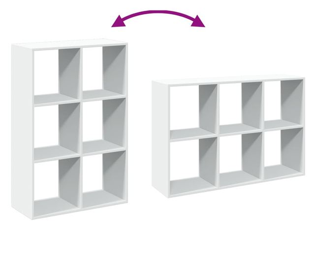 fehér szerelt fa térelválasztó könyvespolc 69,5x29x103,5 cm