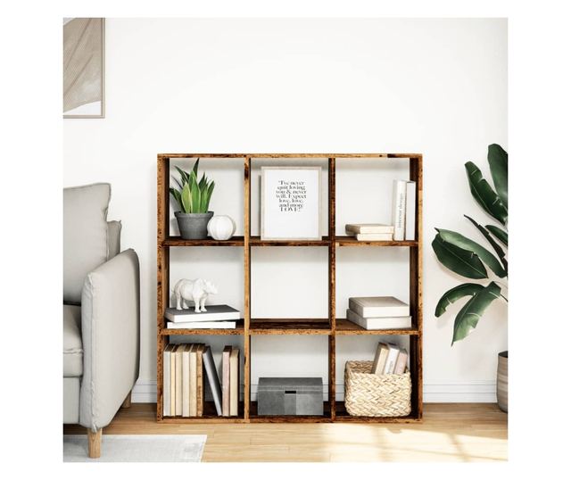 antik fa színű fa térelválasztó könyvespolc 102x29x103,5 cm