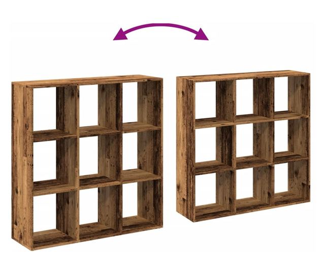 antik fa színű fa térelválasztó könyvespolc 102x29x103,5 cm