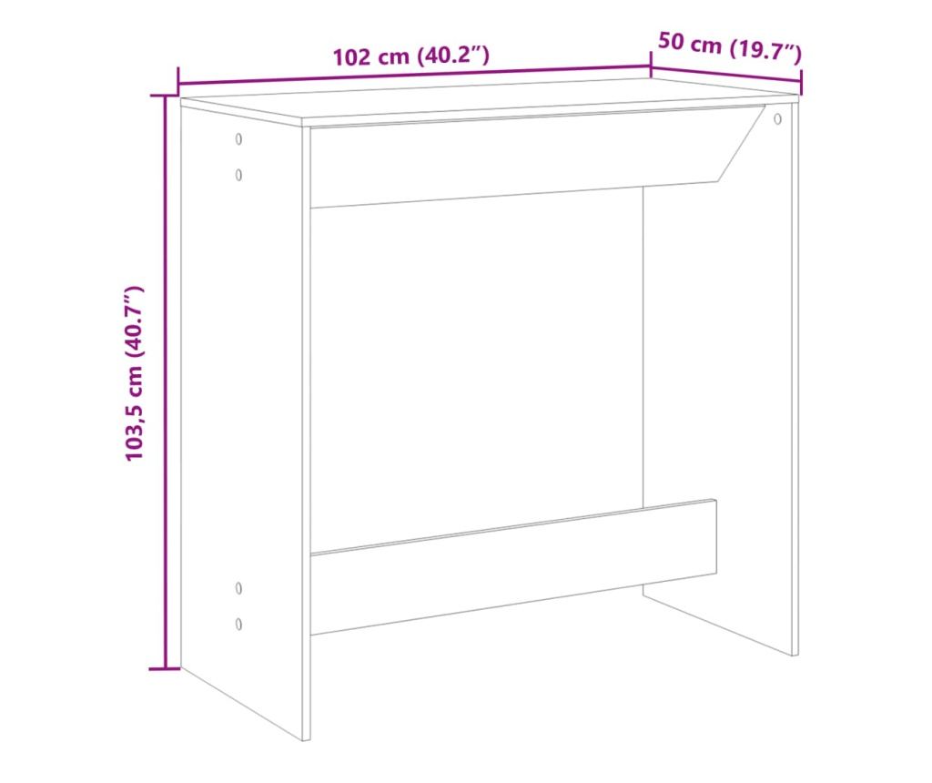 fehér szerelt fa bárasztal 102 x 50 x 103,5 cm - 9