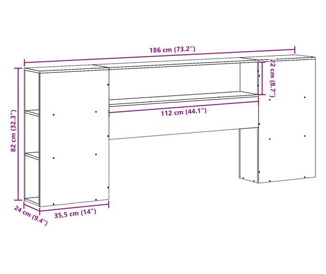 fehér tömör fenyőfa fejtámla tárolóval 180 cm