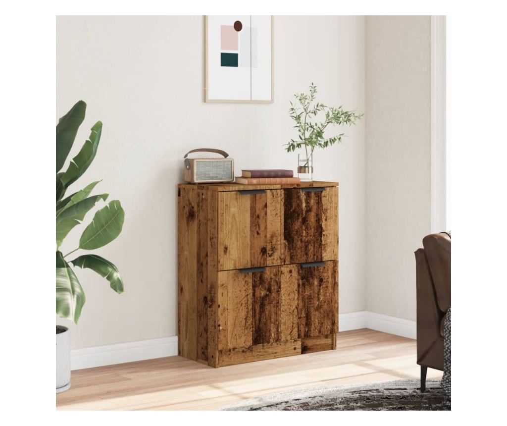 antik fa színű szerelt fa tálalószekrény 60 x 30 x 70 cm - 3