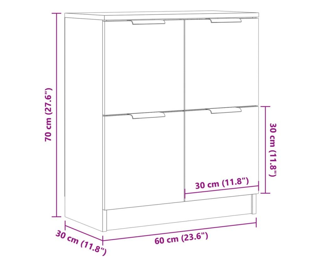 antik fa színű szerelt fa tálalószekrény 60 x 30 x 70 cm - 10