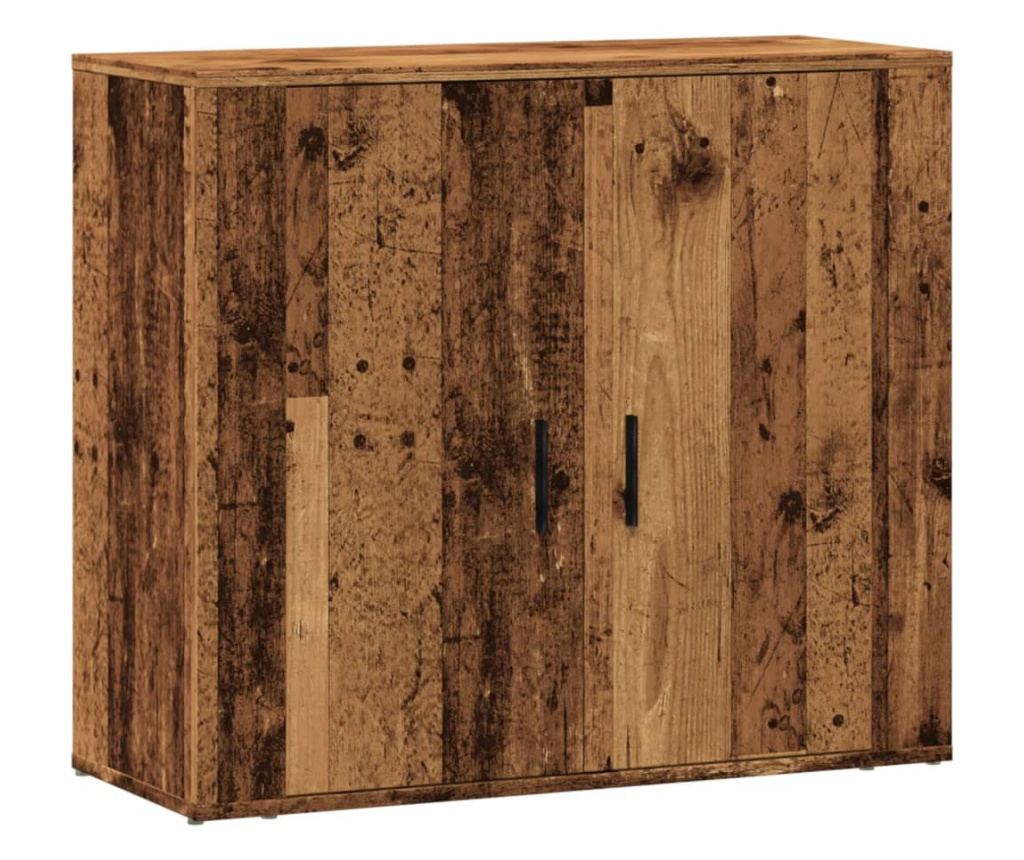 öreg fa árnyalatú szerelt fa tálalószekrény 80 x 33 x 70 cm - 2