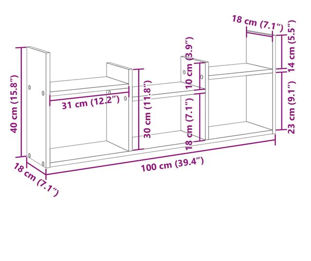 fehér szerelt fa faliszekrény 100 x 18 x 40 cm