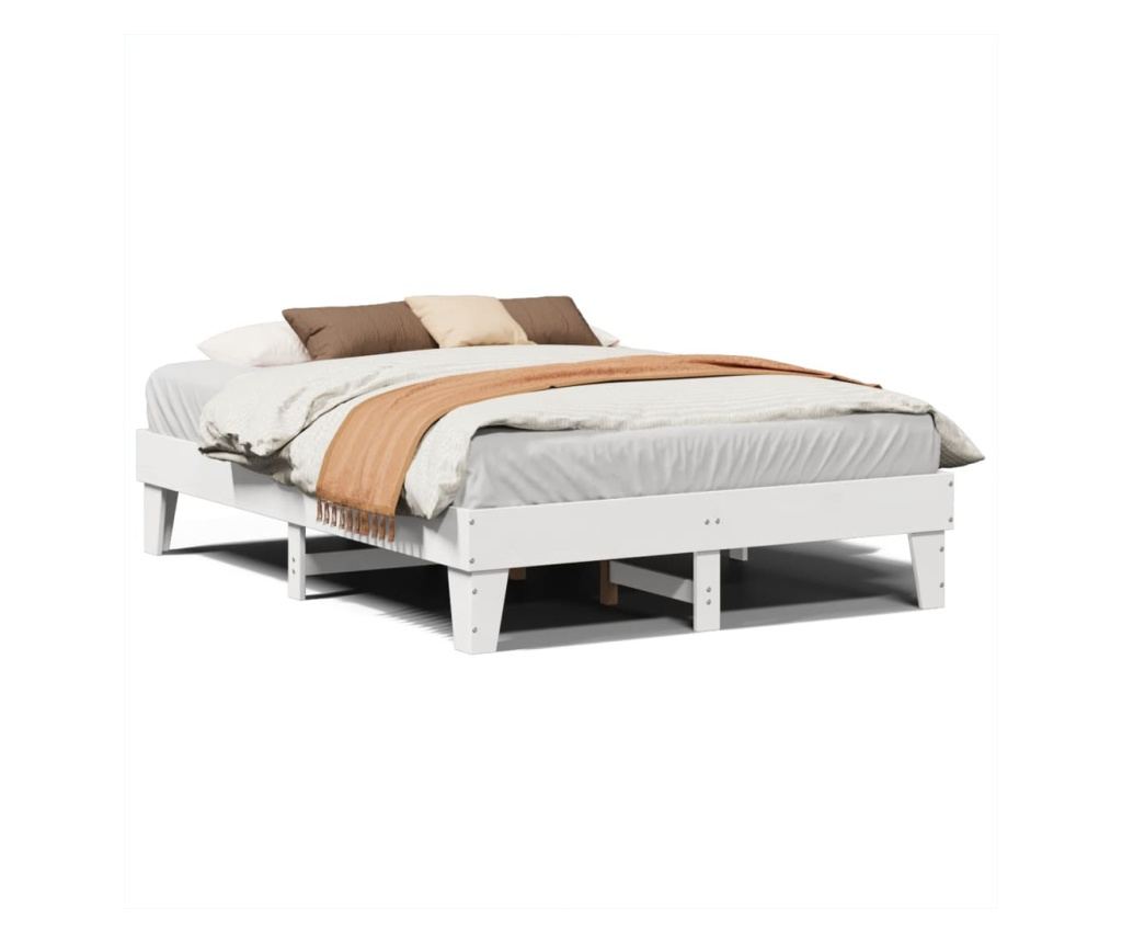 fehér tömör fenyőfa ágy matrac nélkül 150 x 200 cm - 2