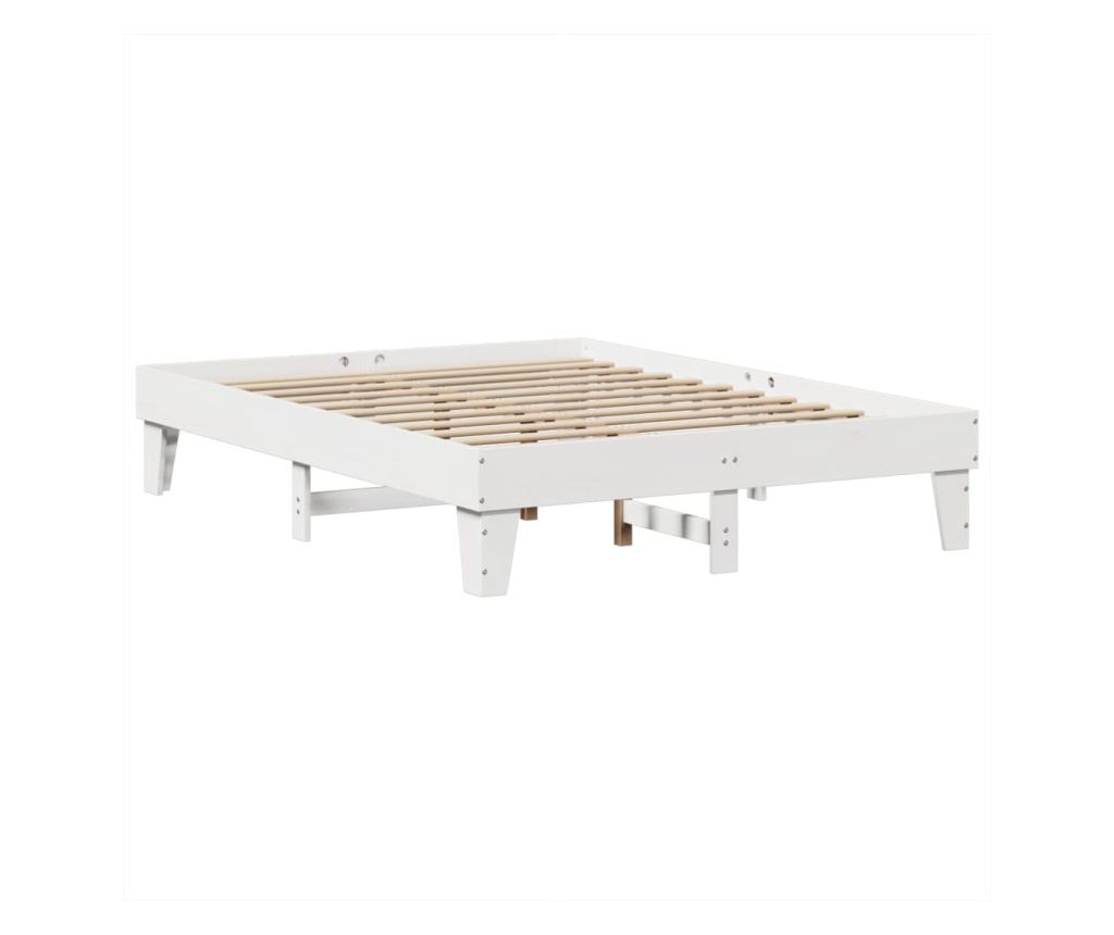 fehér tömör fenyőfa ágy matrac nélkül 150 x 200 cm - 3