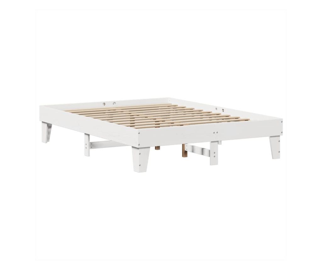 fehér tömör fenyőfa ágy matrac nélkül 150 x 200 cm - 6