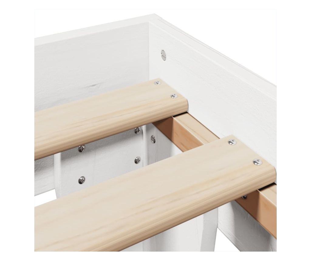 fehér tömör fenyőfa ágy matrac nélkül 150 x 200 cm - 7