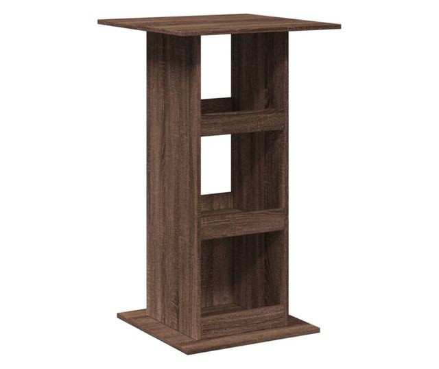 barna tölgy színű szerelt fa bárasztal tárolóval 60x60x102 cm