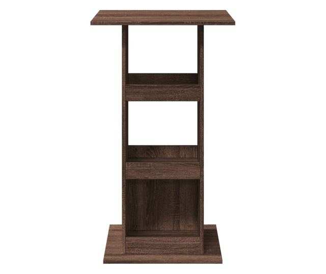 barna tölgy színű szerelt fa bárasztal tárolóval 60x60x102 cm