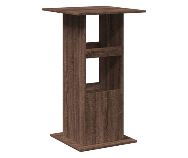 barna tölgy színű szerelt fa bárasztal tárolóval 60x60x102 cm