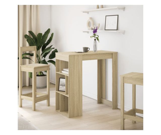 sonoma tölgy szerelt fa bárasztal tárolókkal 102x50x103,5 cm