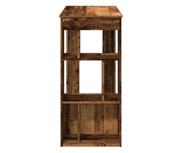 antik fa színű szerelt fa bárasztal tárolókkal 102x50x103,5 cm