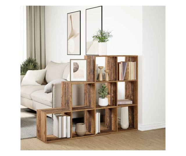 3 szintes antik színű elválasztó könyvespolc 137,5x29x103,5 cm