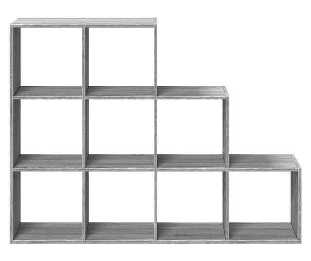 3 szintes szürke sonoma elválasztó könyvespolc 137,5x29x103,5cm