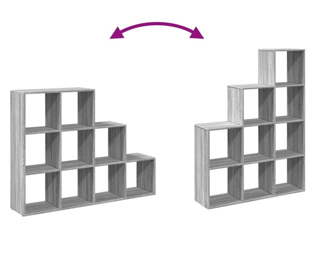 3 szintes szürke sonoma elválasztó könyvespolc 137,5x29x103,5cm
