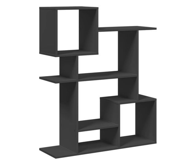 fekete szerelt fa térelválasztó könyvespolc 92x29x112 cm