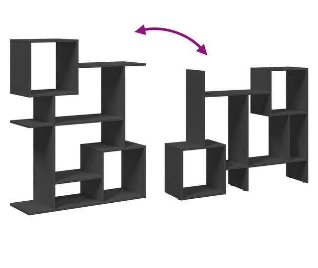 fekete szerelt fa térelválasztó könyvespolc 92x29x112 cm