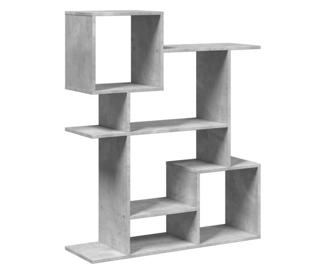 betonszürke szerelt fa elválasztó könyvespolc 92x29x112 cm