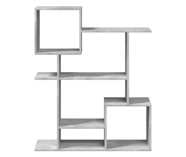 betonszürke szerelt fa elválasztó könyvespolc 92x29x112 cm