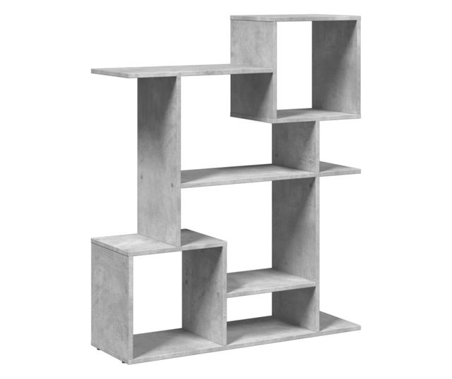 betonszürke szerelt fa elválasztó könyvespolc 92x29x112 cm