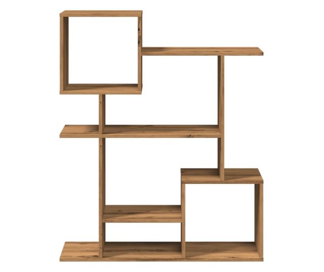 kézműves tölgy színű fa elválasztó könyvespolc 92x29x112 cm