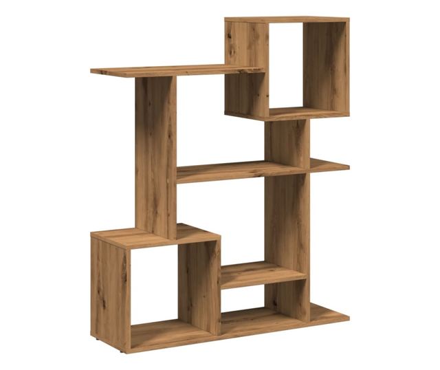 kézműves tölgy színű fa elválasztó könyvespolc 92x29x112 cm