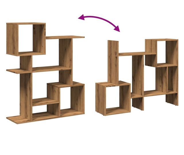 kézműves tölgy színű fa elválasztó könyvespolc 92x29x112 cm