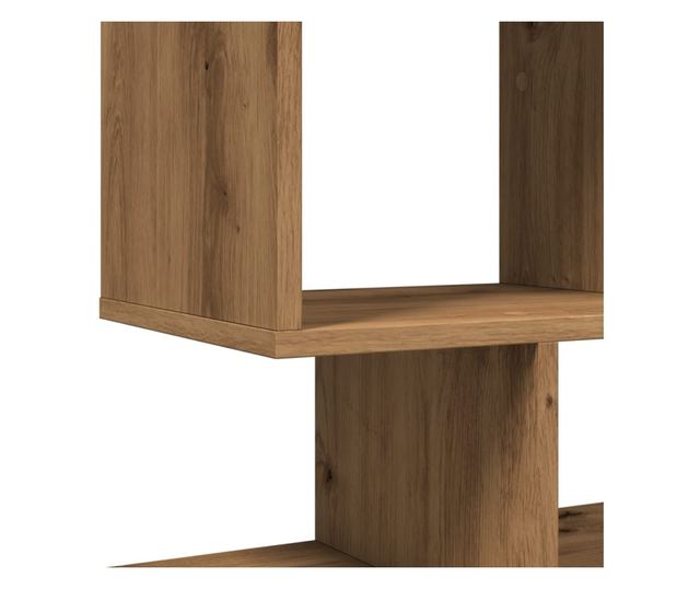 kézműves tölgy színű fa elválasztó könyvespolc 92x29x112 cm