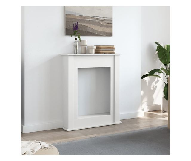 fehér szerelt fa kandallóburkolat 75 x 20 x 87,5 cm