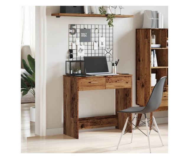 antik fa színű szerelt fa íróasztal 80 x 40 x 75 cm