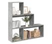 3 szintes betonszürke fa elválasztó könyvespolc 123x29x123 cm
