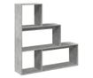 3 szintes betonszürke fa elválasztó könyvespolc 123x29x123 cm