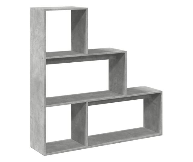 3 szintes betonszürke fa elválasztó könyvespolc 123x29x123 cm