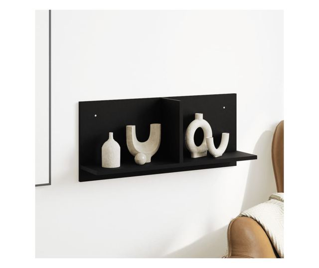 fekete szerelt fa faliszekrény 70 x 16,5 x 30 cm